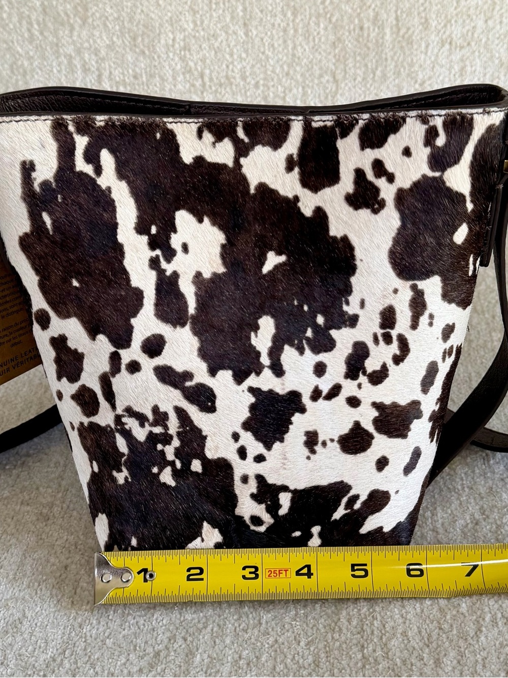 Margot New York Kaye Mini Leather Bucket Crossbody Cowhide Shoulder Bag - Picture 8 of 9